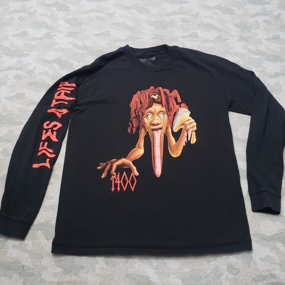 Trippie Redd Shirt Mens Large Black Pullover Long Sleeve 1400 Lifes a Trip